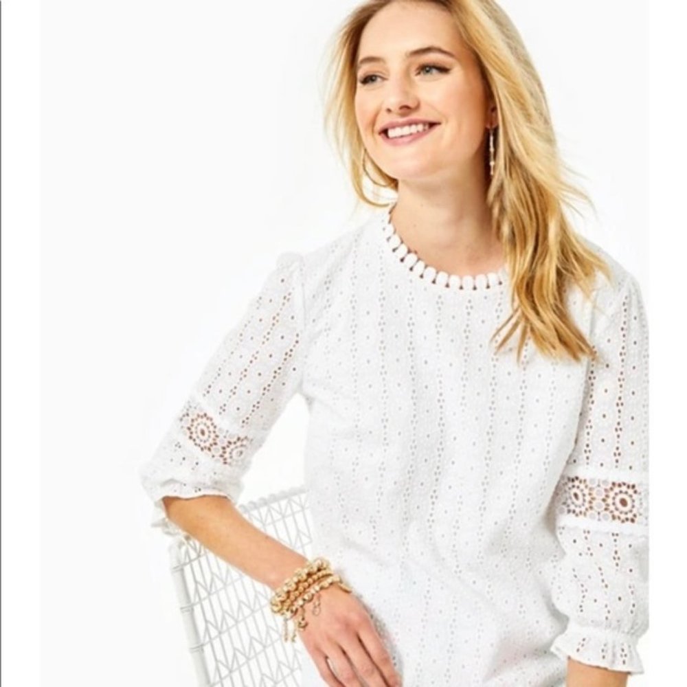 Lilly Pulitzer Women's Jourdana White Eyelet Top 8